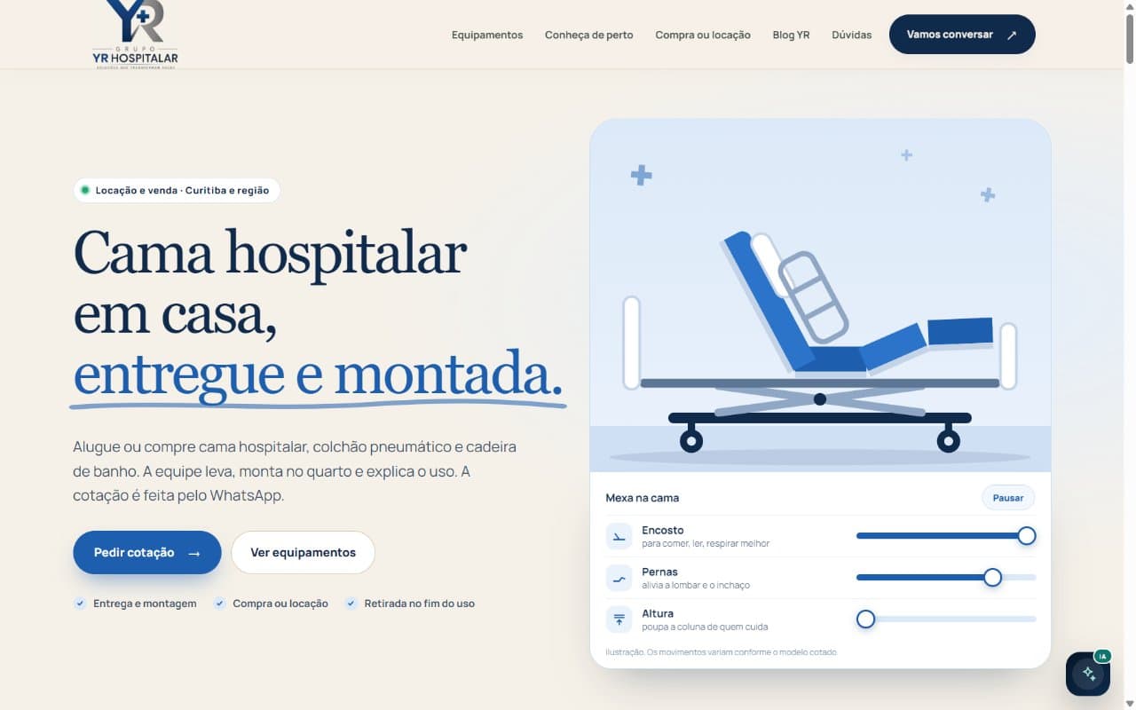 Tela do projeto Grupo YR Hospitalar