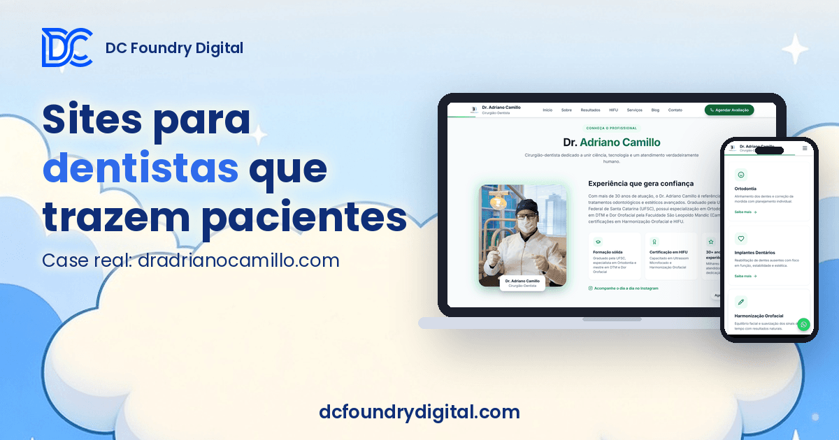 Dentista e site odontológico aparecendo no Google